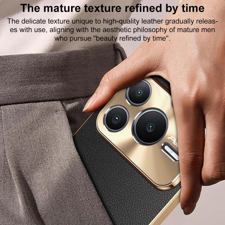 For Honor Power2 Electroplated Frame Litchi Texture PC + TPU Vegan Leather Phone Case(Blue) - Image 9