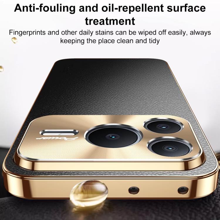 For Honor Power2 Electroplated Frame Litchi Texture PC + TPU Vegan Leather Phone Case(Orange) - Image 11