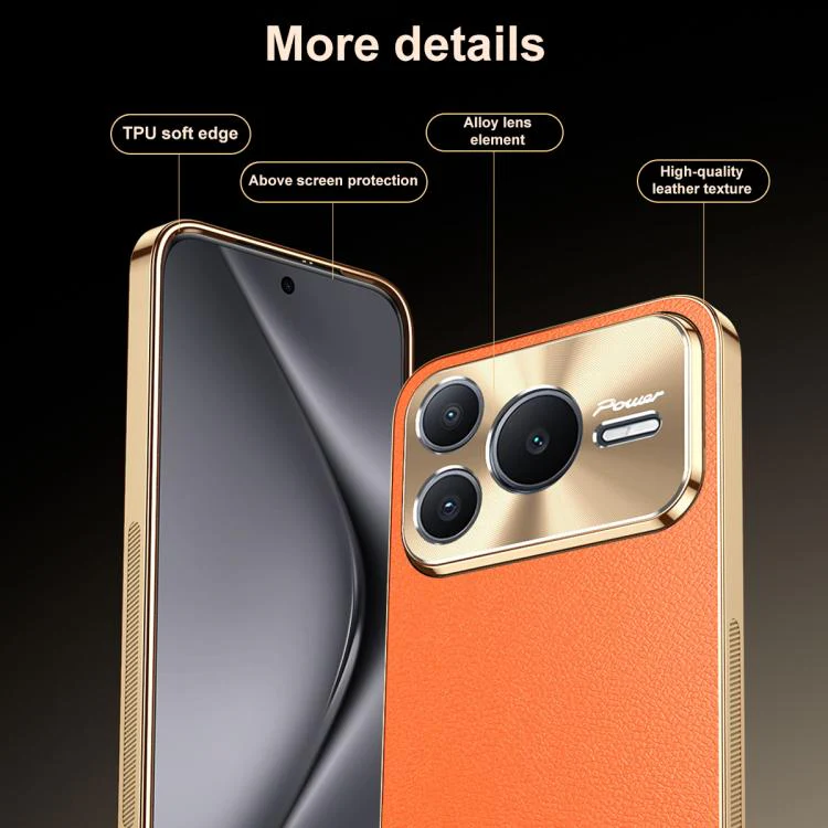 For Honor Power2 Electroplated Frame Litchi Texture PC + TPU Vegan Leather Phone Case(Orange) - Image 7