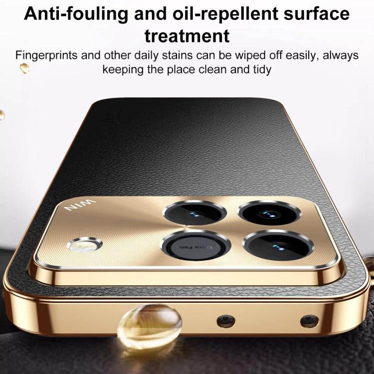 For Honor Win 5G Electroplated Frame Litchi Texture PC + TPU Vegan Leather Phone Case(Black) - Image 11