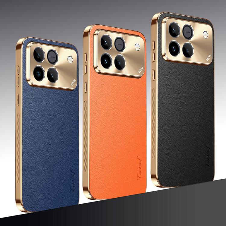 For Honor Win 5G Electroplated Frame Litchi Texture PC + TPU Vegan Leather Phone Case(Black) - Image 2