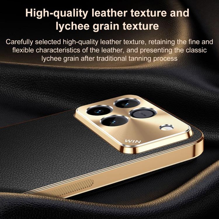 For Honor Win 5G Electroplated Frame Litchi Texture PC + TPU Vegan Leather Phone Case(Black) - Image 4