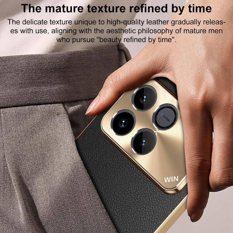 For Honor Win 5G Electroplated Frame Litchi Texture PC + TPU Vegan Leather Phone Case(Black) - Image 9