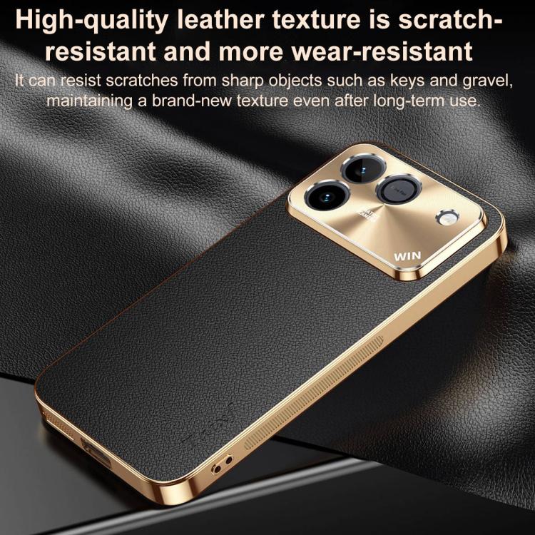 For Honor Win RT 5G Electroplated Frame Litchi Texture PC + TPU Vegan Leather Phone Case(Orange) - Image 5