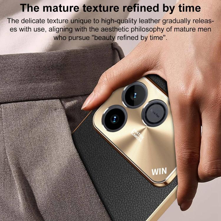 For Honor Win RT 5G Electroplated Frame Litchi Texture PC + TPU Vegan Leather Phone Case(Orange) - Image 8