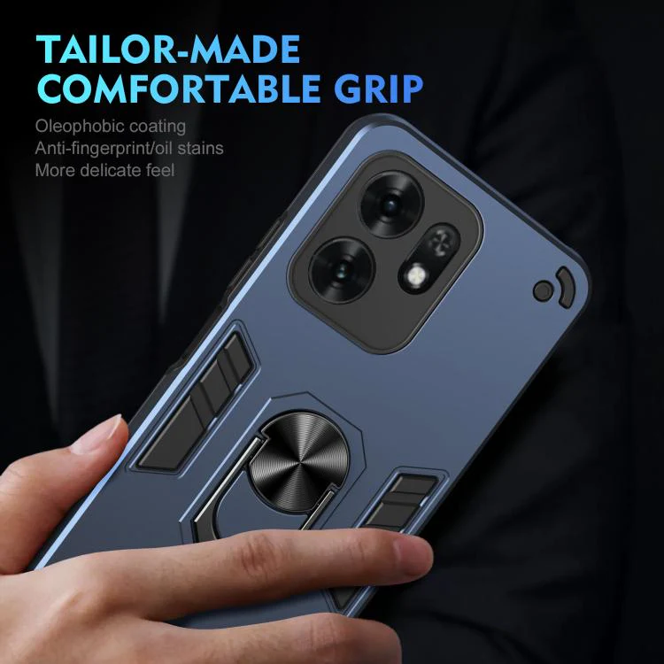 For Honor X6d 5G WANLONFENG Armor Kickstand Shockproof Phone Case with 2pcs Screen Films(Blue) - Image 6