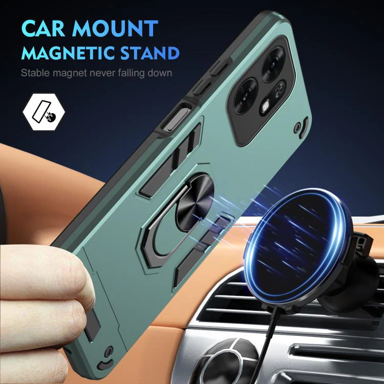 For Honor X6d 5G WANLONFENG Armor Kickstand Shockproof Phone Case with 2pcs Screen Films(Green) - Image 3