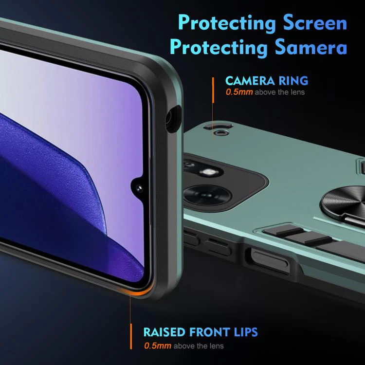 For Honor X6d 5G WANLONFENG Armor Kickstand Shockproof Phone Case with 2pcs Screen Films(Green) - Image 4