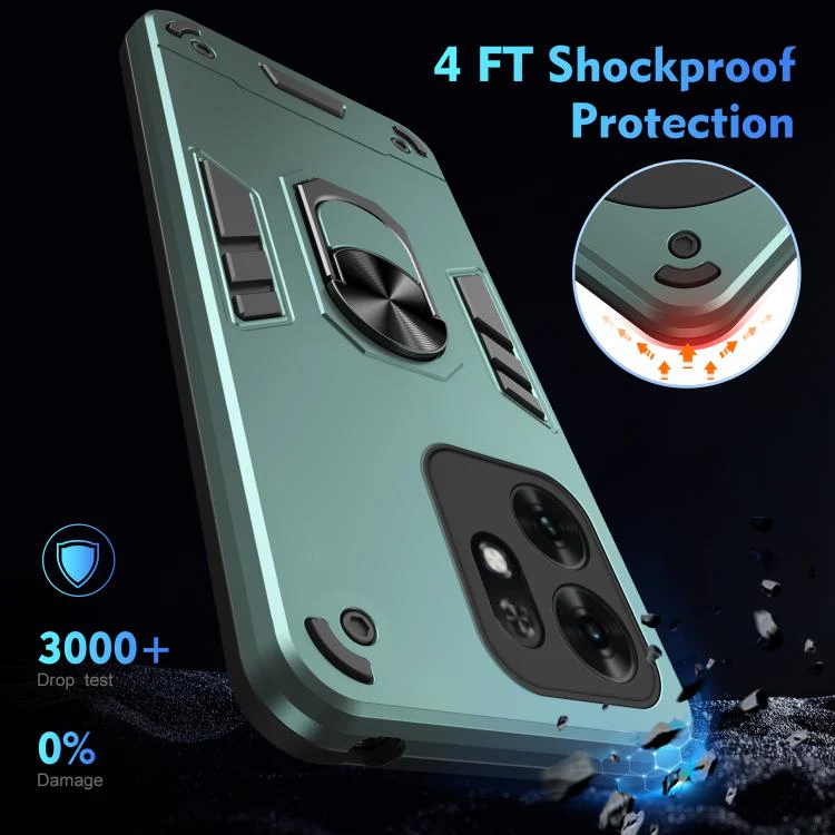 For Honor X6d 5G WANLONFENG Armor Kickstand Shockproof Phone Case with 2pcs Screen Films(Green) - Image 5