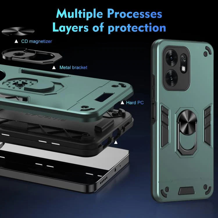 For Honor X6d 5G WANLONFENG Armor Kickstand Shockproof Phone Case with 2pcs Screen Films(Green) - Image 8