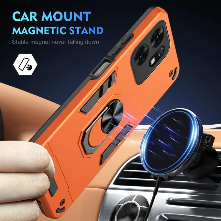For Honor X6d 5G WANLONFENG Armor Kickstand Shockproof Phone Case with 2pcs Screen Films(Orange) - Image 3