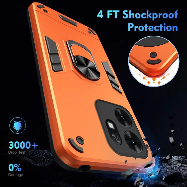 For Honor X6d 5G WANLONFENG Armor Kickstand Shockproof Phone Case with 2pcs Screen Films(Orange) - Image 5