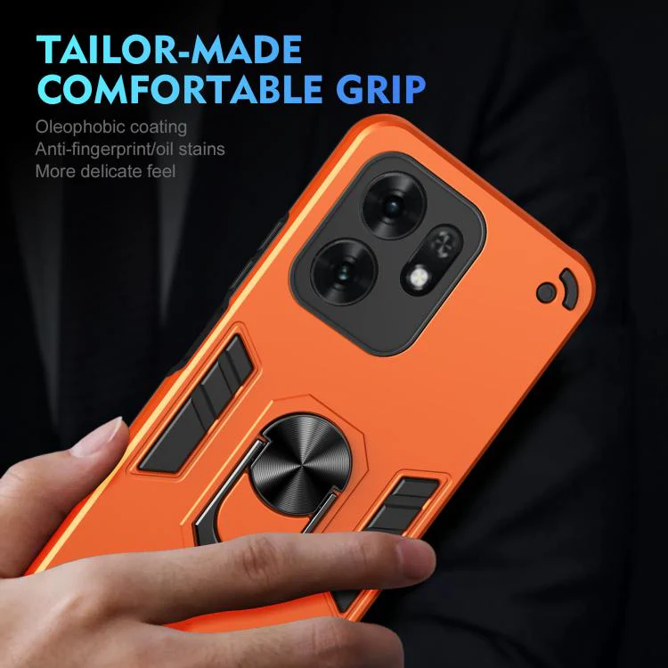 For Honor X6d 5G WANLONFENG Armor Kickstand Shockproof Phone Case with 2pcs Screen Films(Orange) - Image 6
