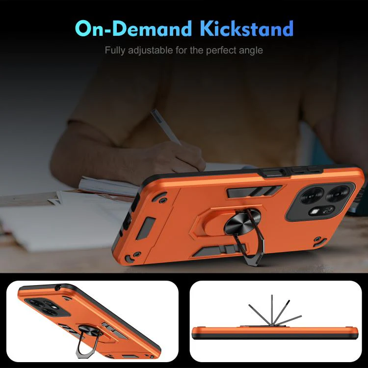 For Honor X6d 5G WANLONFENG Armor Kickstand Shockproof Phone Case with 2pcs Screen Films(Orange) - Image 7