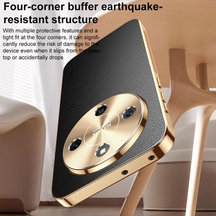 For Honor X70 5G Electroplated Frame Litchi Texture PC + TPU Vegan Leather Phone Case(Black) - Image 8