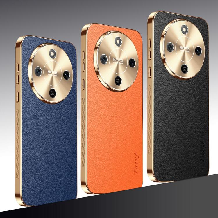For Honor X70 5G Electroplated Frame Litchi Texture PC + TPU Vegan Leather Phone Case(Blue) - Image 2