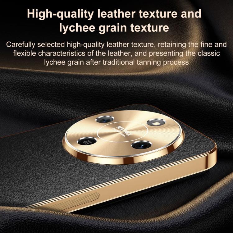 For Honor X70 5G Electroplated Frame Litchi Texture PC + TPU Vegan Leather Phone Case(Blue) - Image 4
