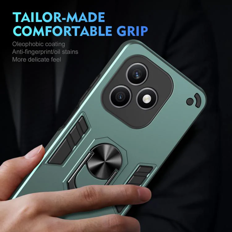 For Honor X8d 4G WANLONFENG Armor Kickstand Shockproof Phone Case with 2pcs Screen Films(Green) - Image 6