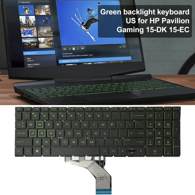 For HP Pavilion Gaming 15-DK US Version Laptop Backlight Keyboard(Green) - Image 7