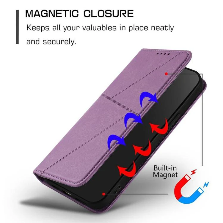 For Huawei Enjoy 80 Plus Strong Magnetic Frosted Flip Leather Phone Case(Light Purple) - Image 5