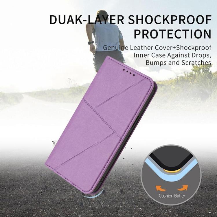 For Huawei Enjoy 80 Plus Strong Magnetic Frosted Flip Leather Phone Case(Light Purple) - Image 7