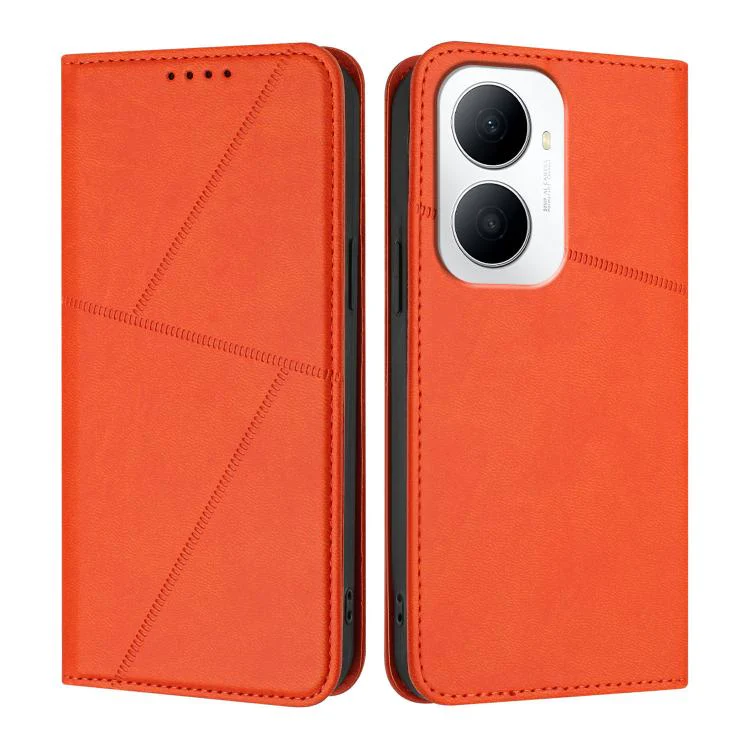 For Huawei Enjoy 80 Plus Strong Magnetic Frosted Flip Leather Phone Case(Orange) - Image 2