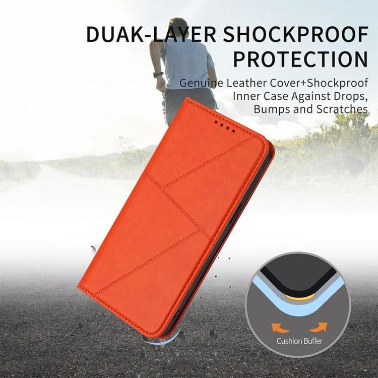 For Huawei Enjoy 80 Plus Strong Magnetic Frosted Flip Leather Phone Case(Orange) - Image 7