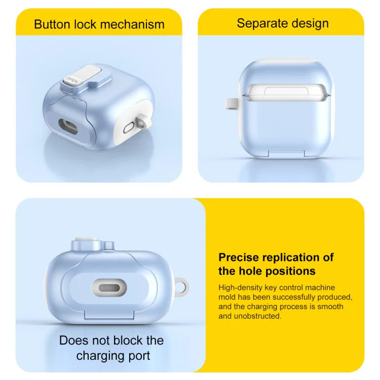 For Huawei FreeClip 2 Automatic Lock Wireless Earphones Case with Hook & Holder(Black Blue) - Image 11