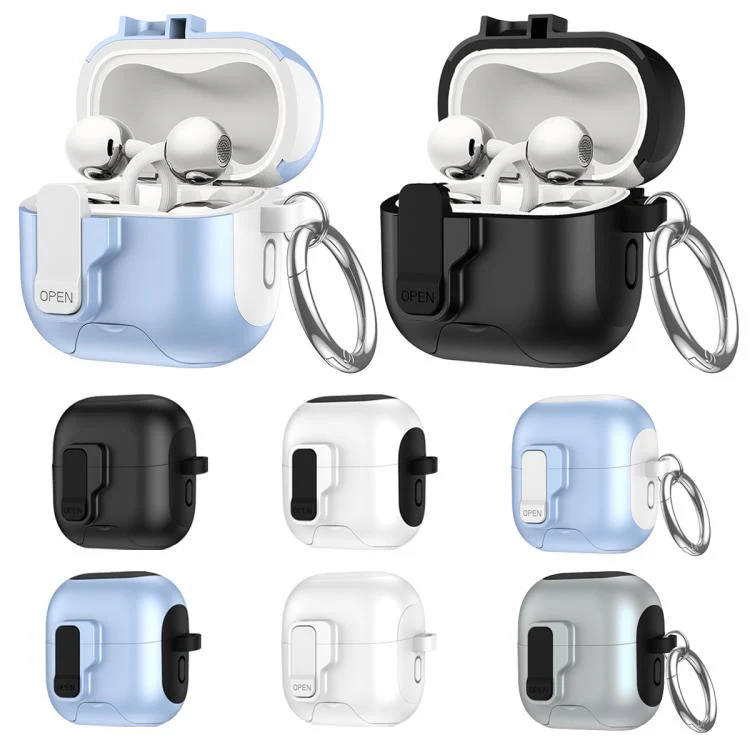 For Huawei FreeClip 2 Automatic Lock Wireless Earphones Case with Hook & Holder(Black White) - Image 3