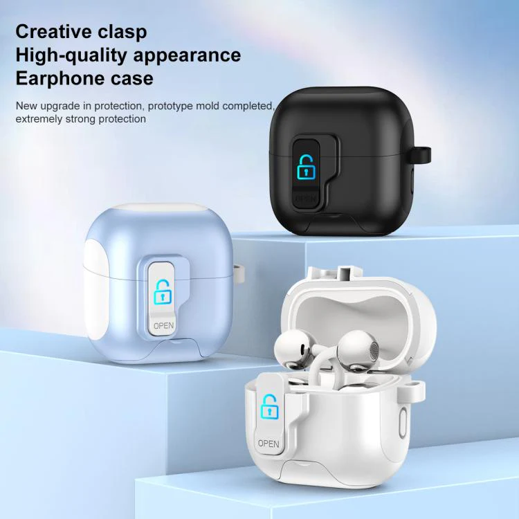 For Huawei FreeClip 2 Automatic Lock Wireless Earphones Case with Hook & Holder(Black White) - Image 4