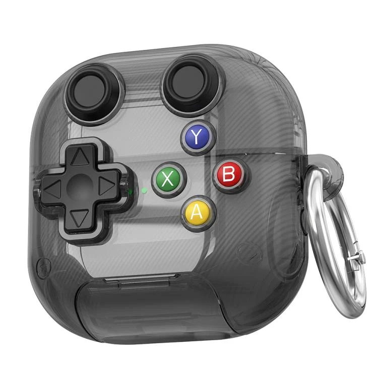 For Huawei FreeClip 2 XDcase Transparent Retro Game Console Design Earbuds Case with Holder & Stress Relief Button(Black)