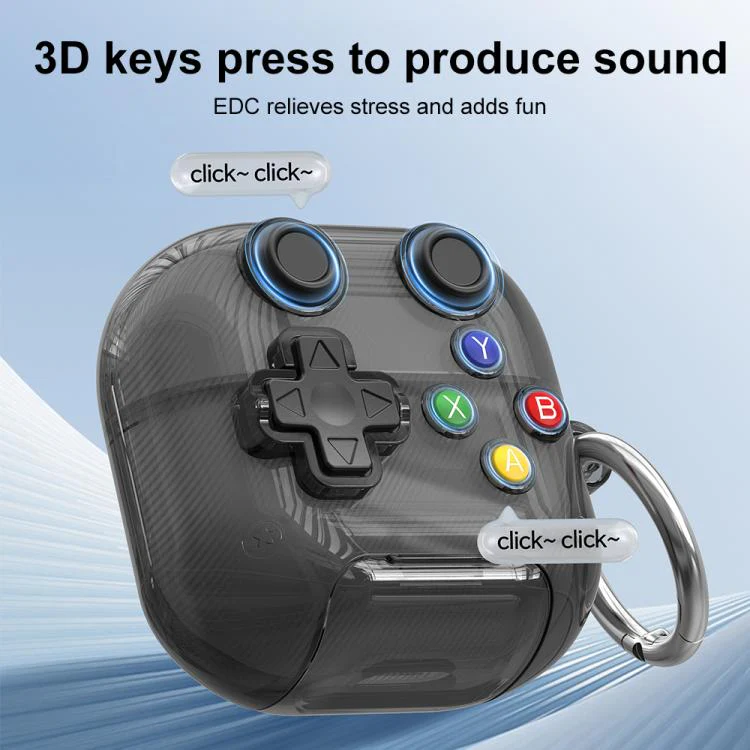 For Huawei FreeClip 2 XDcase Transparent Retro Game Console Design Earbuds Case with Holder & Stress Relief Button(Blue) - Image 5