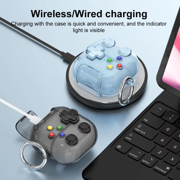 For Huawei FreeClip 2 XDcase Transparent Retro Game Console Design Earbuds Case with Holder & Stress Relief Button(Blue) - Image 7