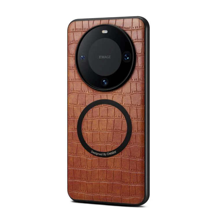 For Huawei Mate 60 Denior A09 Crocodile Texture PU Vegan Leather Magnetic Phone Case(Brown) - Image 2