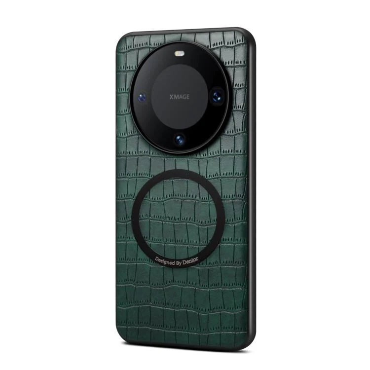 For Huawei Mate 60 Denior A09 Crocodile Texture PU Vegan Leather Magnetic Phone Case(Green) - Image 2