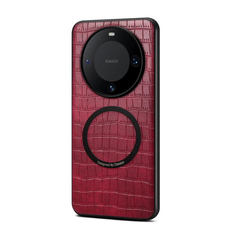 For Huawei Mate 60 Denior A09 Crocodile Texture PU Vegan Leather Magnetic Phone Case(Red) - Image 2