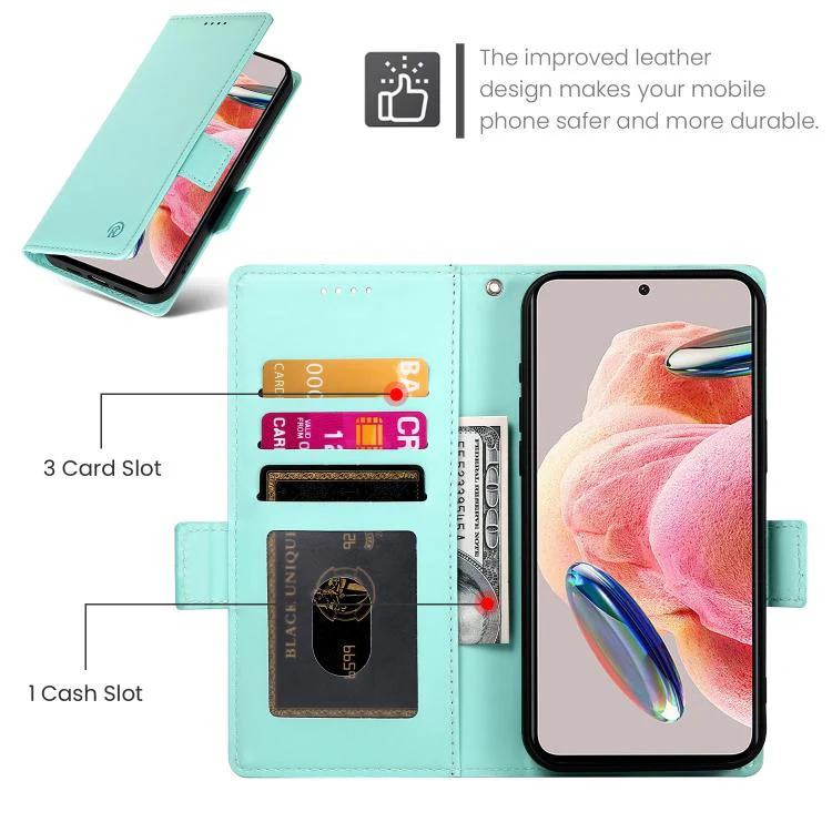 For Huawei nova 15 Pro / nova 15 Ultra Side Buckle Magnetic Frosted Leather Phone Case(Mint Green) - Image 4