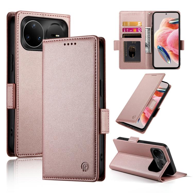 For Huawei nova 15 Pro / nova 15 Ultra Side Buckle Magnetic Frosted Leather Phone Case(Rose Gold)