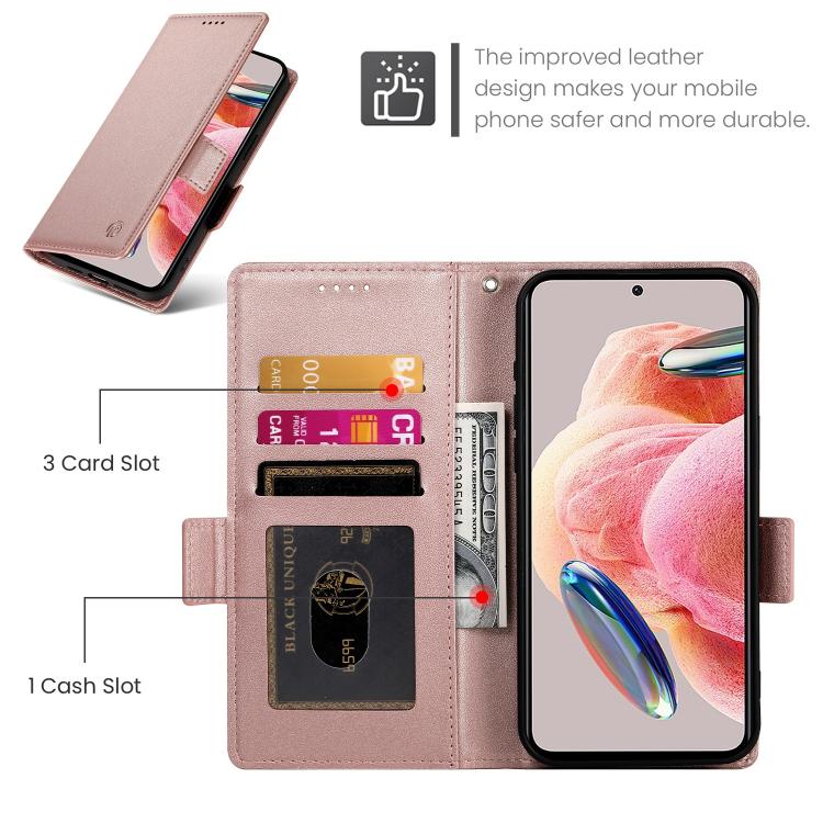 For Huawei nova 15 Pro / nova 15 Ultra Side Buckle Magnetic Frosted Leather Phone Case(Rose Gold) - Image 4
