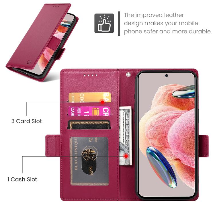 For Huawei nova 15 Pro / nova 15 Ultra Side Buckle Magnetic Frosted Leather Phone Case(Wine Red) - Image 4