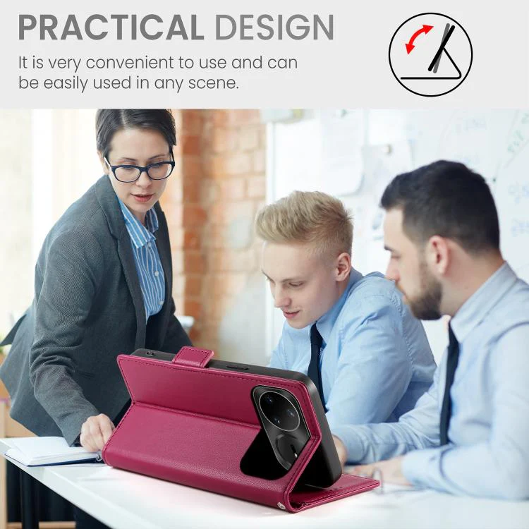 For Huawei nova 15 Pro / nova 15 Ultra Side Buckle Magnetic Frosted Leather Phone Case(Wine Red) - Image 5