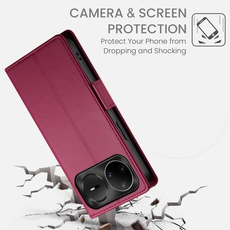 For Huawei nova 15 Pro / nova 15 Ultra Side Buckle Magnetic Frosted Leather Phone Case(Wine Red) - Image 7