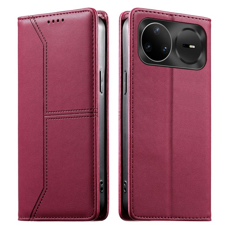 For Huawei nova 15 Pro / nova 15 Ultra Stitched Line Magnetic RFID Vegan Leather Phone Case(Wine Red)