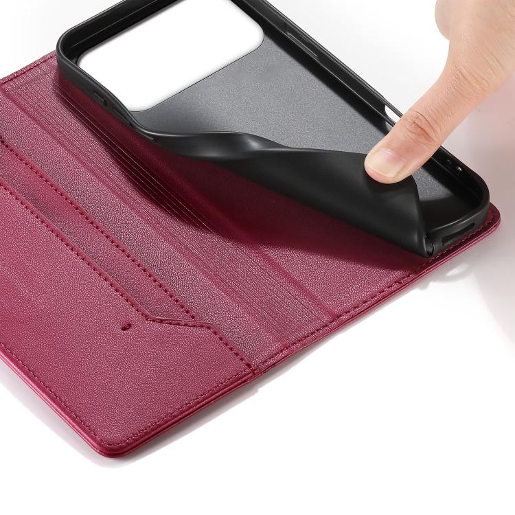For Huawei nova 15 Pro / nova 15 Ultra Stitched Line Magnetic RFID Vegan Leather Phone Case(Wine Red) - Image 6
