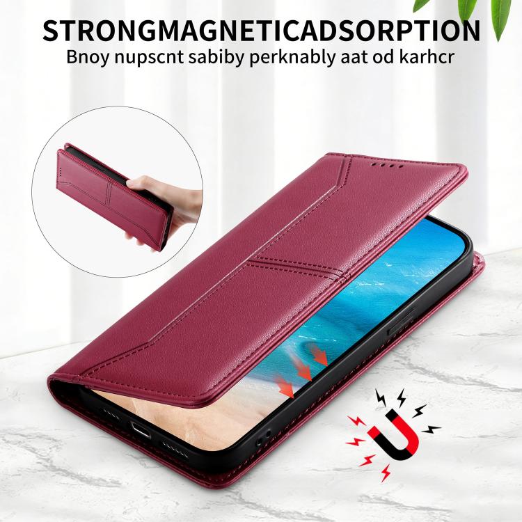 For Huawei nova 15 Pro / nova 15 Ultra Stitched Line Magnetic RFID Vegan Leather Phone Case(Wine Red) - Image 8