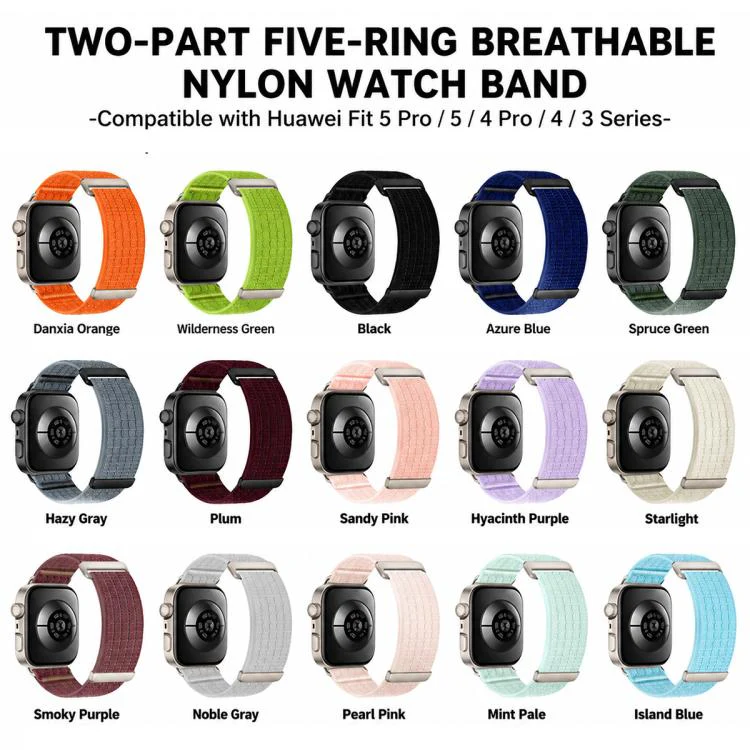 For Huawei Watch Fit 5 / Fit 5 Pro / Fit 4 xDfind Two Section Nylon Breathable Hook And Loop Fastener Watch Band(Azure) - Image 3