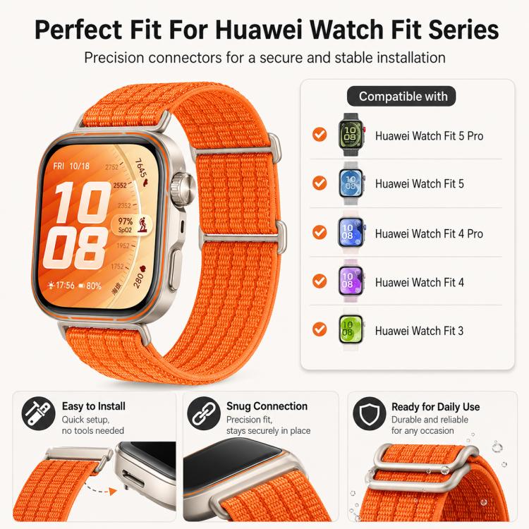 For Huawei Watch Fit 5 / Fit 5 Pro / Fit 4 xDfind Two Section Nylon Breathable Hook And Loop Fastener Watch Band(Azure) - Image 4