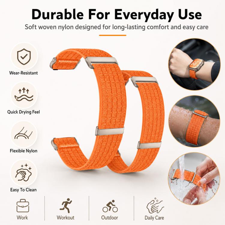 For Huawei Watch Fit 5 / Fit 5 Pro / Fit 4 xDfind Two Section Nylon Breathable Hook And Loop Fastener Watch Band(Orange) - Image 7