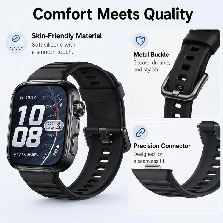 For Huawei Watch Fit 5 / Fit 5 Pro xDfind Sport Silicone Watch Band, Type:Black Buckle(Dark Blue) - Image 9