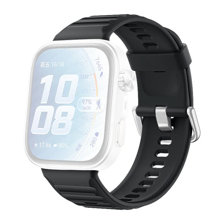 For Huawei Watch Fit 5 / Fit 5 Pro xDfind Sport Silicone Watch Band, Type:Silver Buckle(Black) - Image 2